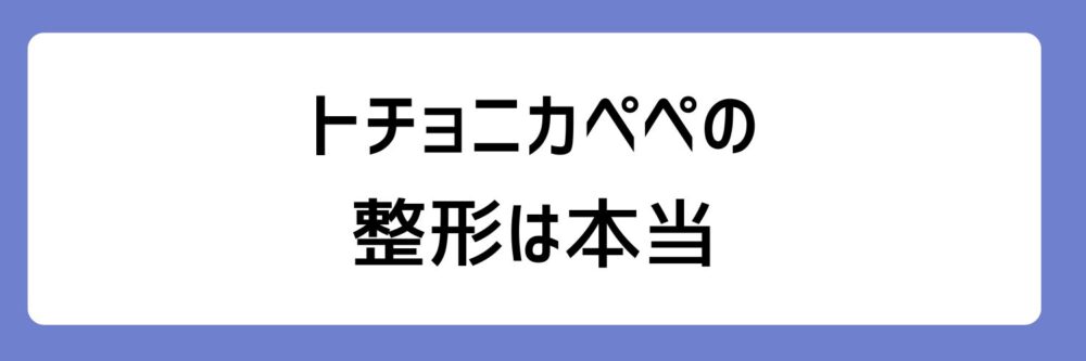 トチョニカペペの整形は本当とされる理由